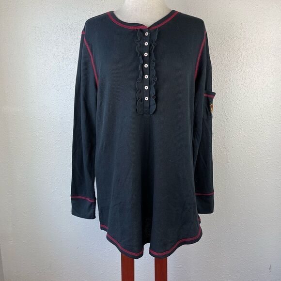 NWT Lauren Ralph Lauren Thermal Half Button Down Shirt Size XL - Picture 1 of 8